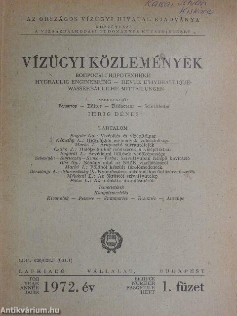 Vízügyi Közlemények 1972/1.