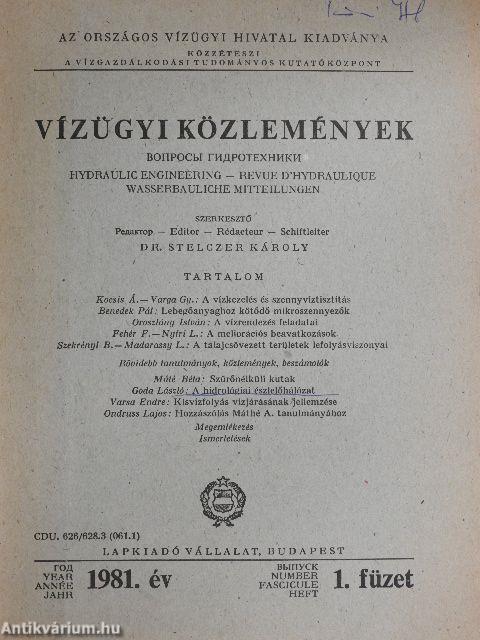 Vízügyi Közlemények 1981/1.