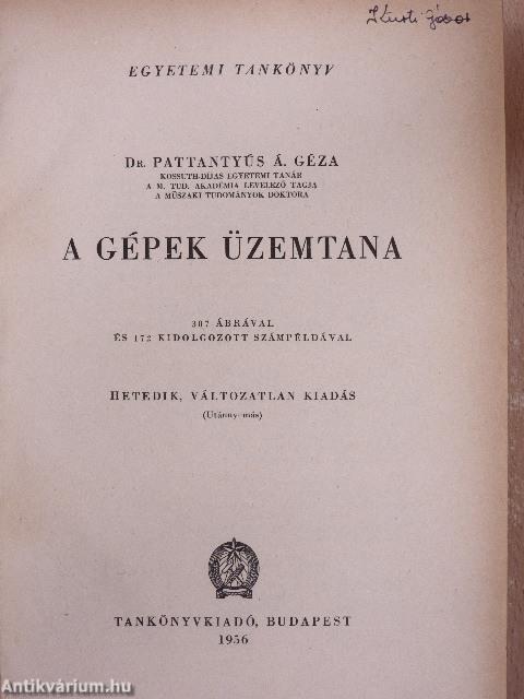 A gépek üzemtana