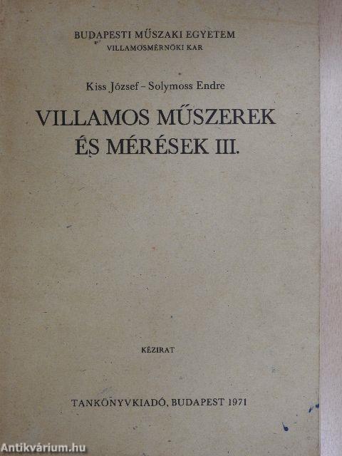 Villamos műszerek és mérések III.