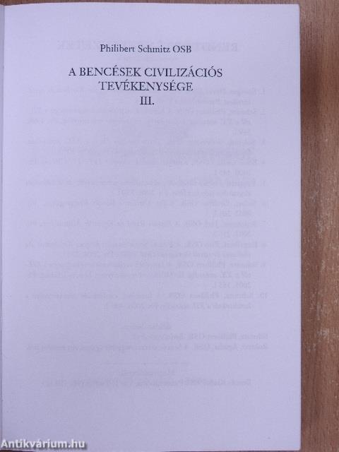 A bencések civilizációs tevékenysége III.