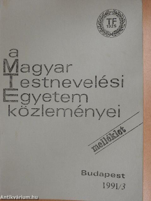 A Magyar Testnevelési Egyetem közleményei melléklet 1991/3 