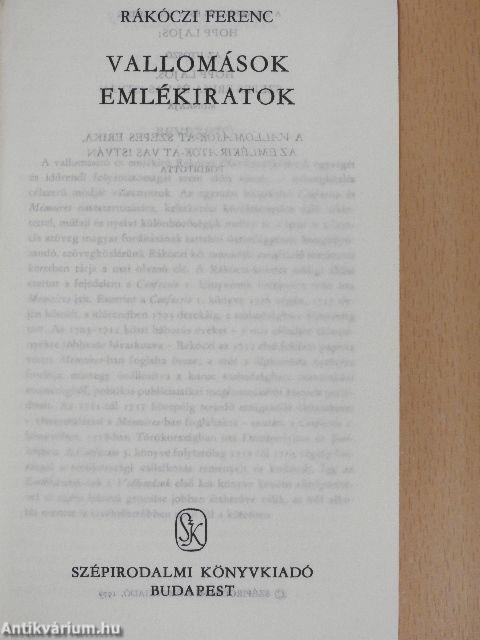 Vallomások, emlékiratok