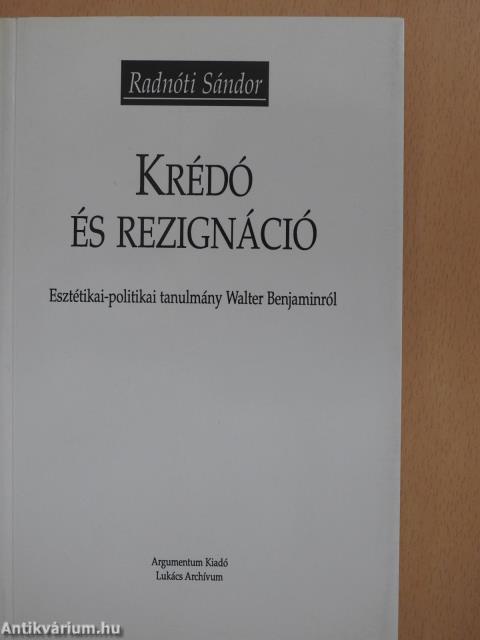 Krédó és rezignáció (dedikált példány)