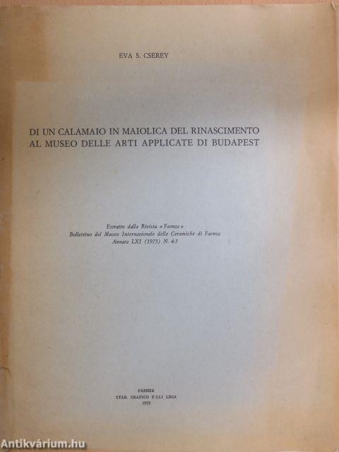 Di un Calamaio in Maiolica del Rinascimento al Museo delle Arti Applicate di Budapest