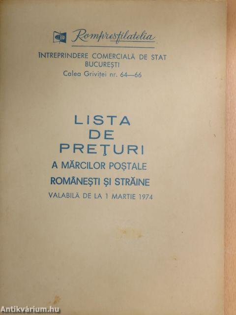 Lista de preturi a marcilor postale romanesti si straine