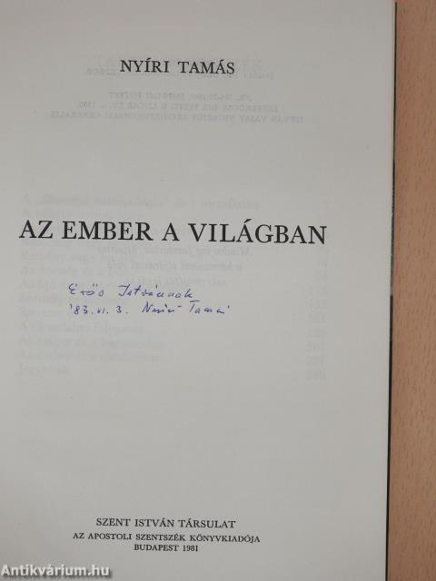 Az ember a világban (dedikált példány)