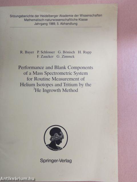 Performance and Blank Components of a Mass Spectrometric System for Routine Measurement of Helium Isotopes and Tritium by the He Ingrowth Method