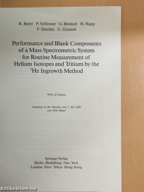 Performance and Blank Components of a Mass Spectrometric System for Routine Measurement of Helium Isotopes and Tritium by the He Ingrowth Method