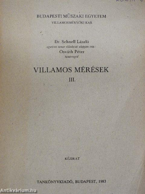 Villamos mérések III.