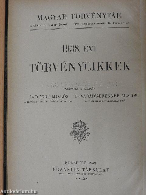 1938. évi törvénycikkek/Pótlások az 1874-1934. évi törvényekhez