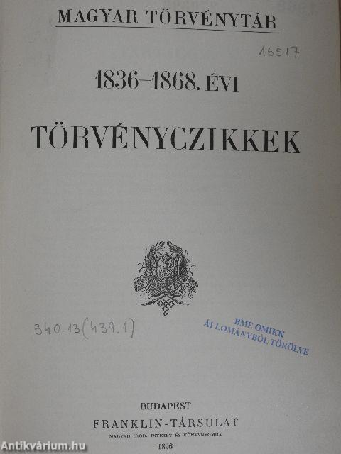 1836-1868. évi törvényczikkek