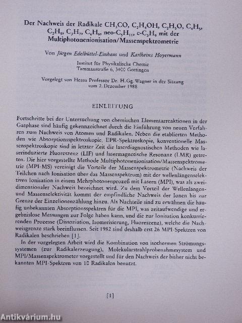 Der Nachweis der Radikale CH3CO, C2H4OH, C2H5O, C4H5, C2H5, C3H7, C4H9, neo-C5H11, c-C5H9 mit der Multiphotonenionisation/Massenspektrometrie