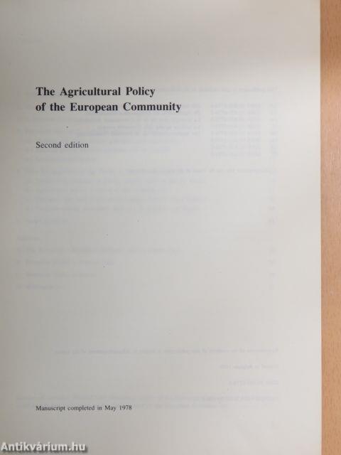 The agricultural policy of the European Community