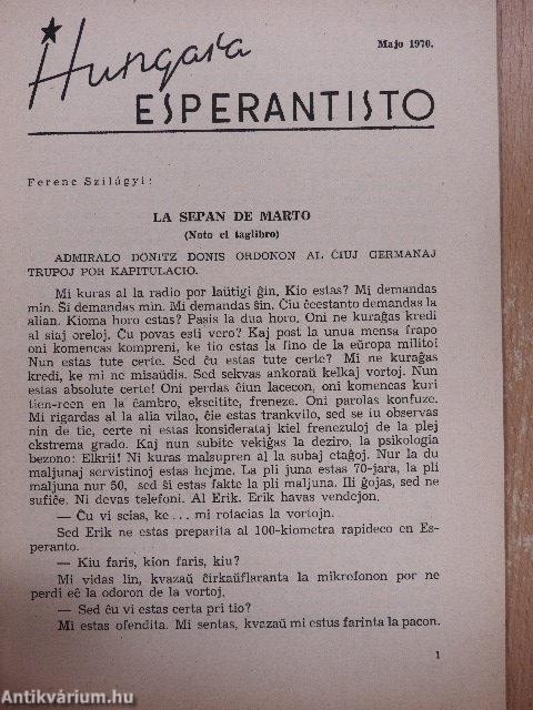 Hungara Esperantisto Majo 1970.