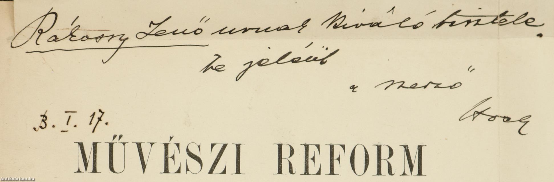 Művészi reform (dedikált példány)