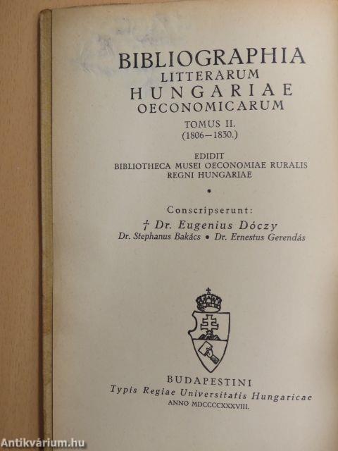 A magyar gazdasági irodalom könyvészete II. 1806-1830.