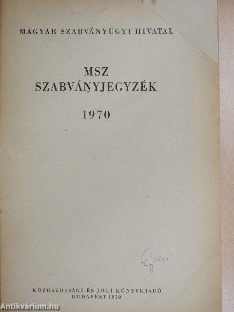 MSZ Szabványjegyzék 1970