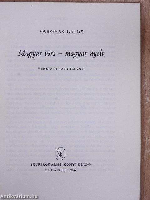 Magyar vers - magyar nyelv