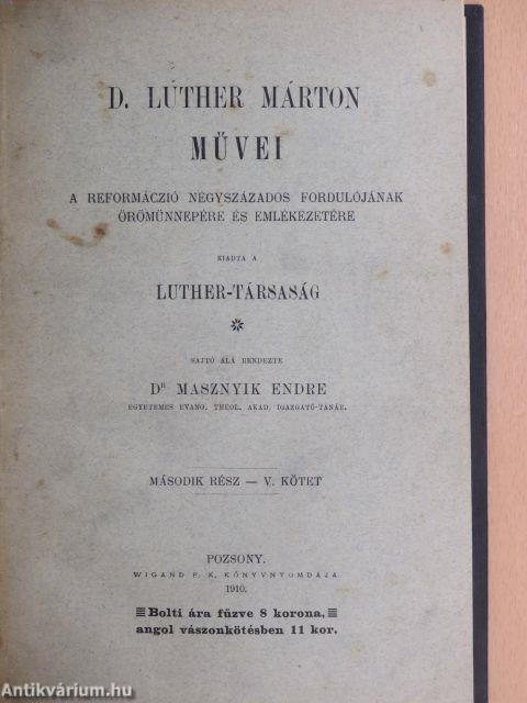 D. Luther Márton egyházszervező iratai V.