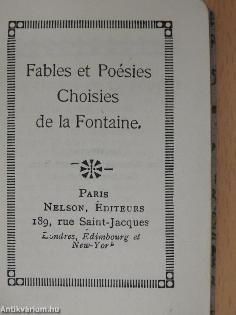 Fables et Poésies Choisies de la Fontaine (minikönyv)