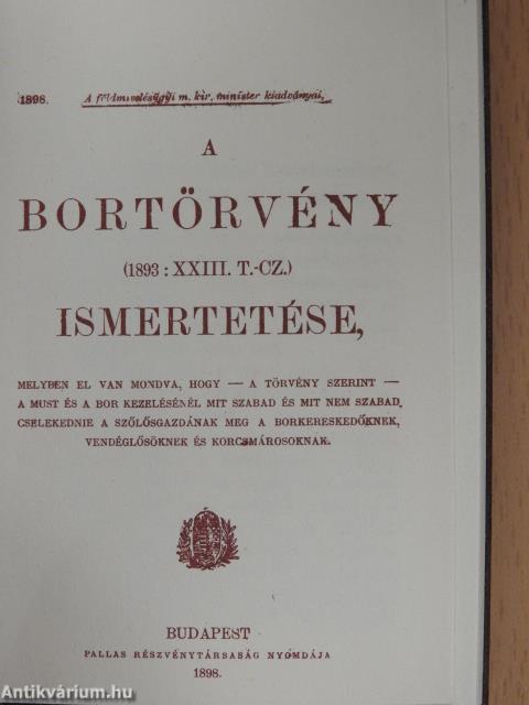 A bortörvény ismertetése (minikönyv)