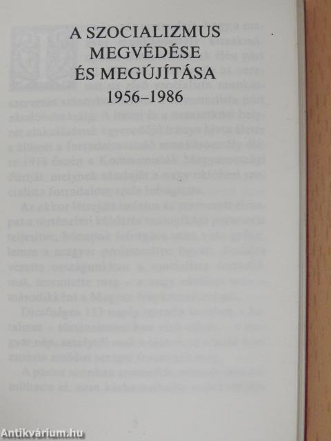 A szocializmus megvédése és megújítása 1956-1986 (minikönyv) (számozott)