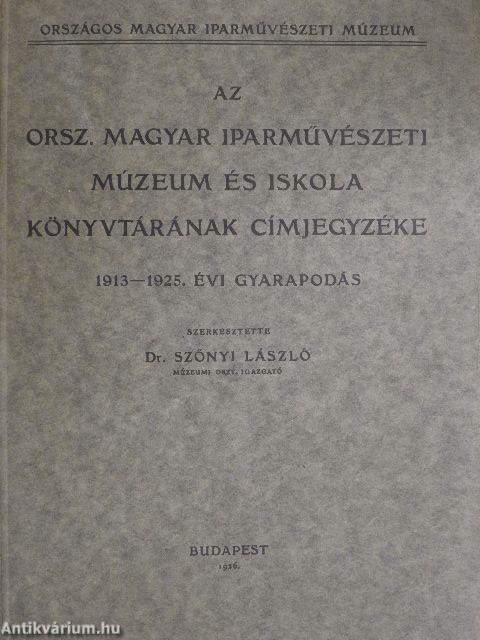 Az Orsz. Magyar Iparművészeti Múzeum és Iskola könyvtárának címjegyzéke