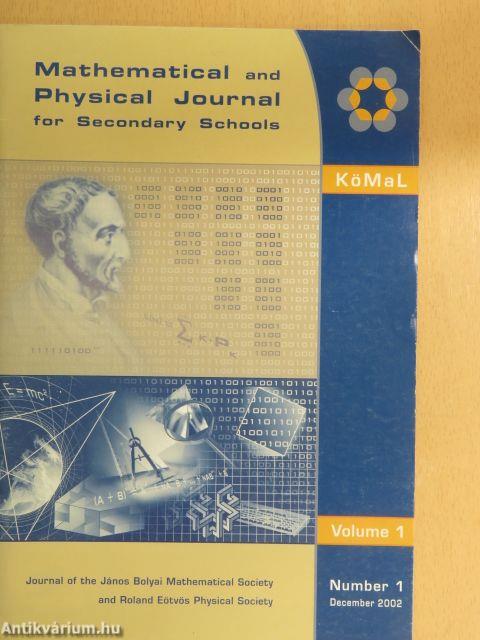 Mathematical and Physical Journal for Secondary Schools November 2002.