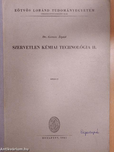 Szervetlen kémiai technológia II. 