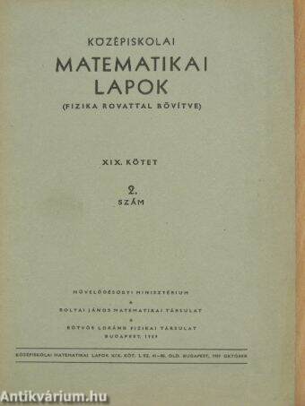 Középiskolai matematikai lapok 1959. évi 2. szám