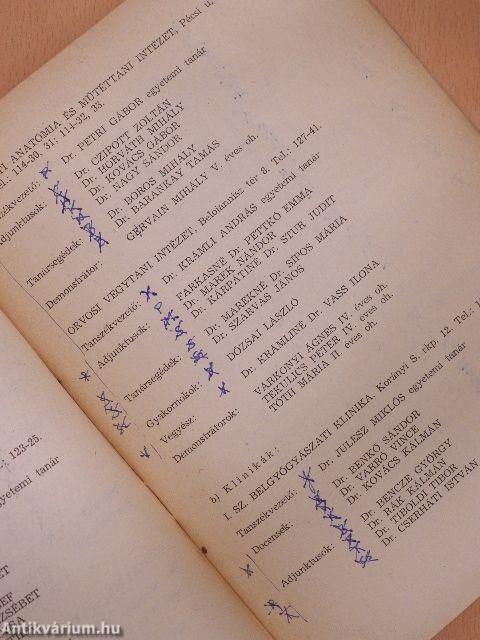 A Szegedi Orvostudományi Egyetem tanrendje az 1966/67. tanév második félévére