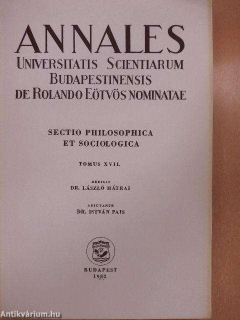 Annales Universitatis Scientiarum Budapestinensis de Rolando Eötvös nominatae XVII.