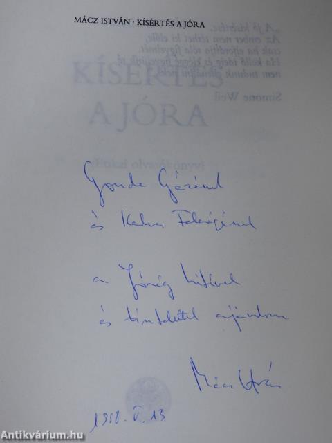 Kísértés a jóra (dedikált példány)