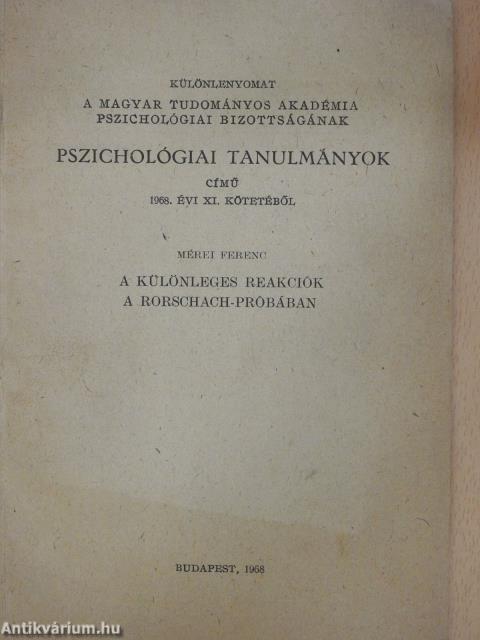 A különleges reakciók a Rorschach-próbában (dedikált példány)