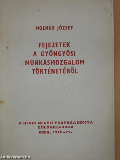 Fejezetek a gyöngyösi munkásmozgalom történetéből (dedikált példány)