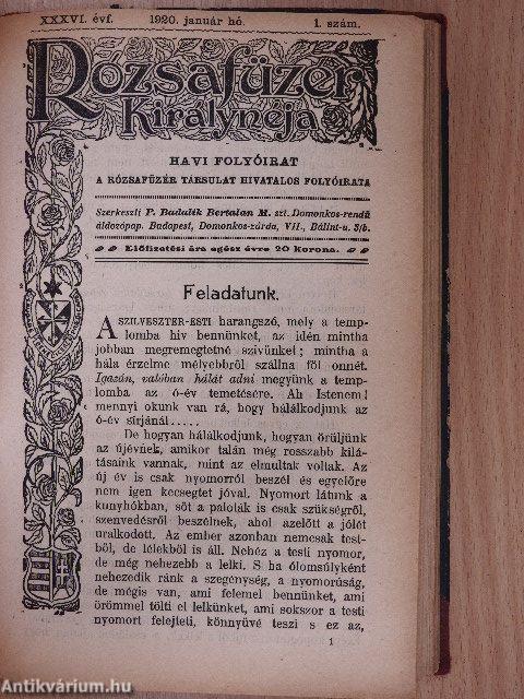 Hirnök 1920. január-december/Rózsafüzér királynéja 1920. január-december