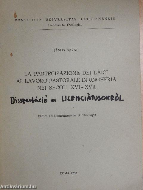 La partecipazione dei laici al lavoro papstorale in ungheria nei secoli XVI-XVII