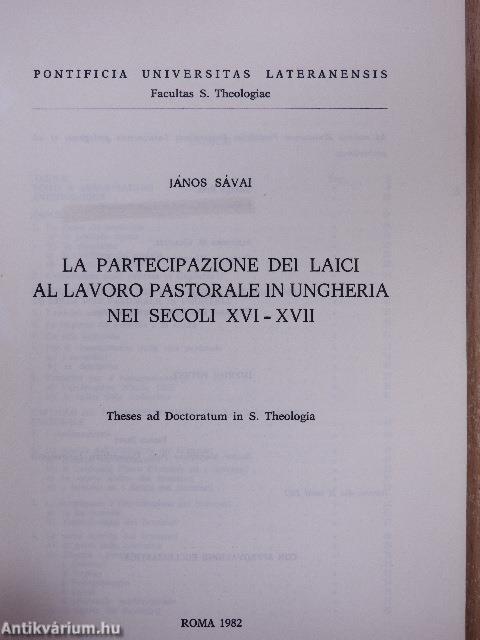 La partecipazione dei laici al lavoro papstorale in ungheria nei secoli XVI-XVII