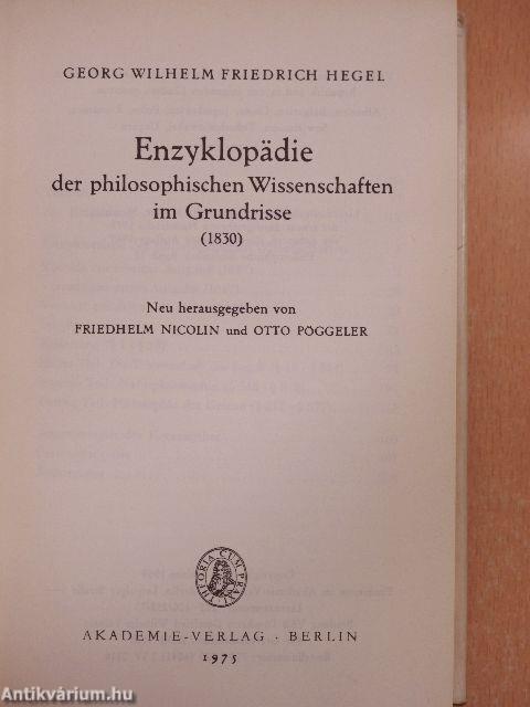 Enzyklopädie der philosophischen Wissenschaften im Grundrisse