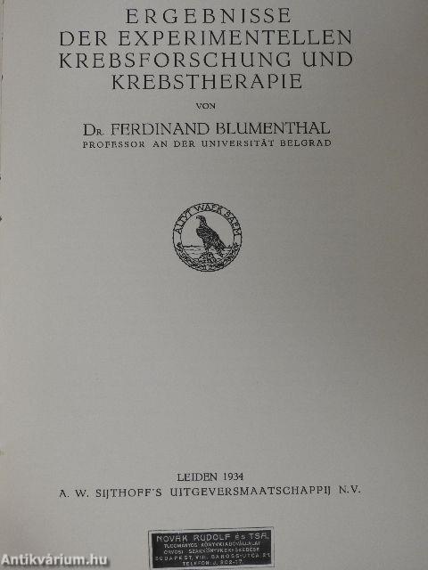 Ergebnisse der Experimentellen Krebsforschung und Krebstherapie