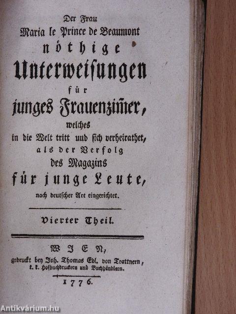 Der Frau Maria le Prince de Beaumont nöthige Unterweisungen für junges Frauenzimer III-IV. (gótbetűs)