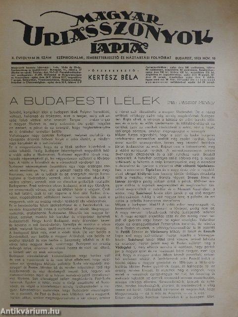 Magyar Uriasszonyok Lapja 1933. november 10.