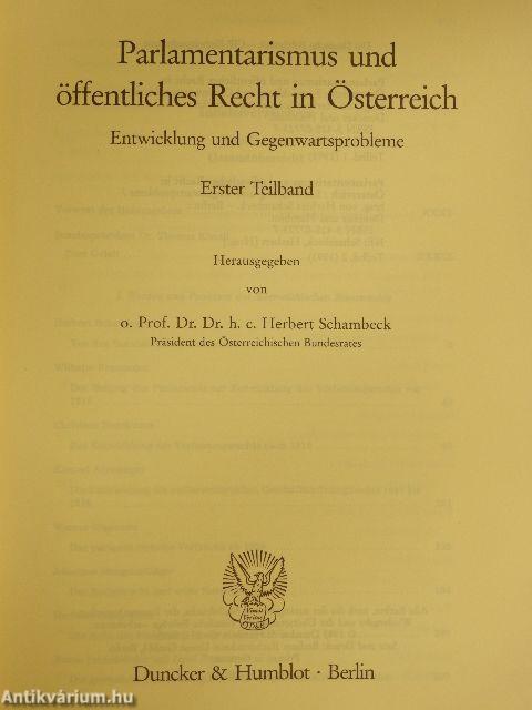 Parlamentarismus und öffentliches Recht in Österreich I-II.