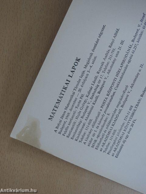 Matematikai Lapok 1969/1-4.