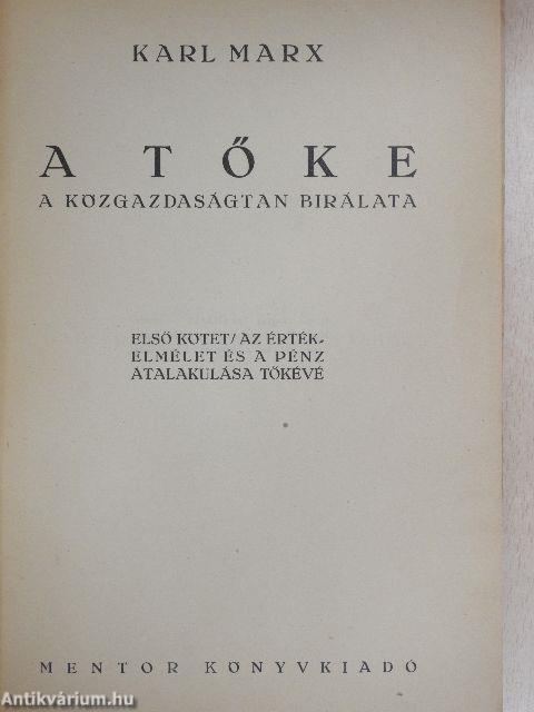 A Tőke I/1-4. (töredék)