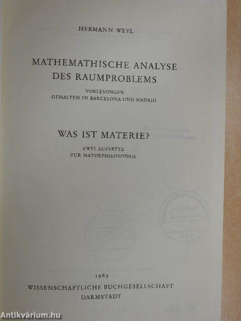 Mathemathische Analyse des Raumproblems/Was ist Materie?