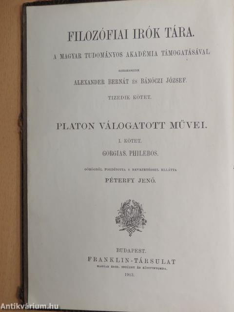 Platon válogatott művei I-III.