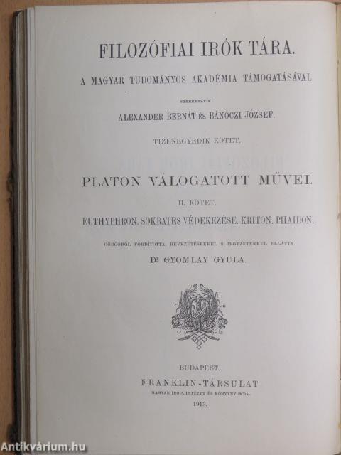 Platon válogatott művei I-III.