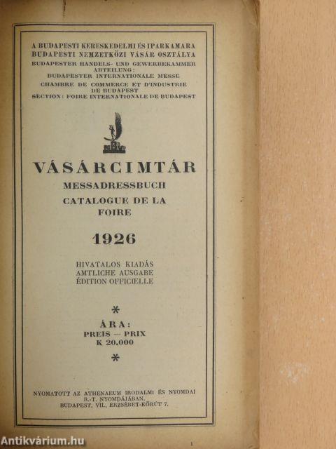 Vásárcimtár 1926.